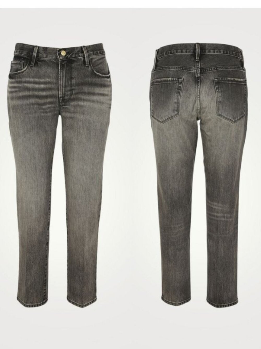 FRAME - Le Nouveau High Waist Crop Straight Leg Jeans | Size 26 | Haynes Gray - Picture 1 of 16
